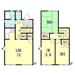 タウンハウス北別府 3LDKの間取図画像