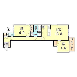 グルーブ明石大蔵 2LDKの間取図画像