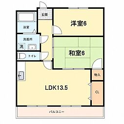 グランデージ明西 2LDKの間取図画像