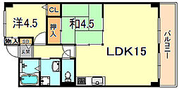 上高丸コーポラス 2LDKの間取図画像