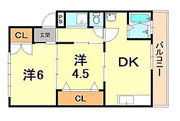 森マンション 2DKの間取図画像