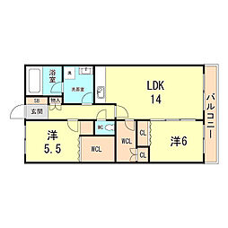 コーポエバーグリーン 2LDKの間取図画像