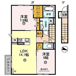フローラ 2LDKの間取図画像