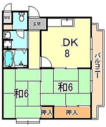 パレス五色山 2DKの間取図画像