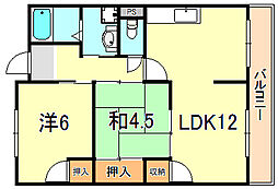 シャトー登貴和 2LDKの間取図画像
