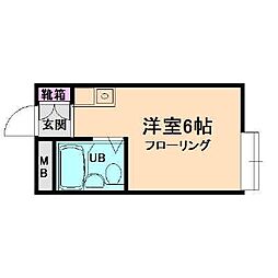 グリーンハイツ池田 ワンルームの間取図画像