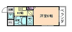 エレガンス高木2号館 1Kの間取図画像