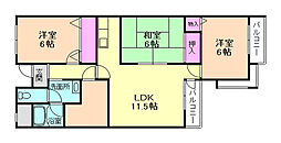 シュロス3五月山 4LDKの間取図画像