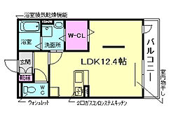 クレール鉢塚 ワンルームの間取図画像
