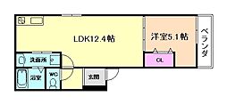 川西市栄根2丁目アパート 1LDKの間取図画像