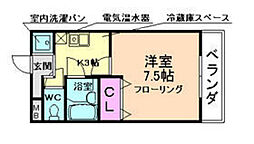 パステル・池田 1Kの間取図画像