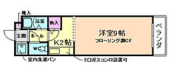 パレス五月山 1Kの間取図画像