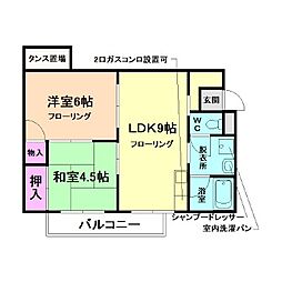 箕面ガーデニアハイツ 2LDKの間取図画像