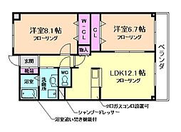 グランテージ池田 2LDKの間取図画像