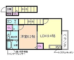 サンビレッジ神田2 1LDKの間取図画像