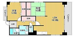 ピーチヒル加茂 2LDKの間取図画像