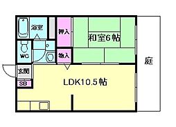 サンライフ楠 1LDKの間取図画像