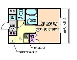 サンライト八王子 1Kの間取図画像