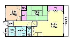サンマンション早苗 2LDKの間取図画像