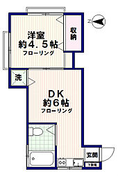 和一コーポ 1Kの間取図画像
