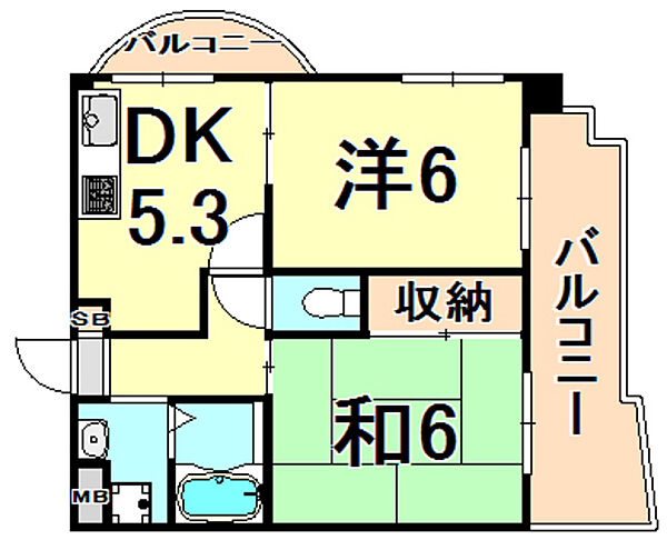 兵庫県尼崎市次屋３丁目(賃貸マンション2DK・3階・36.00㎡)の写真 その2
