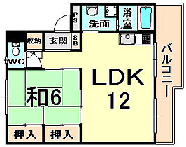 兵庫県尼崎市塚口町５丁目（賃貸マンション1LDK・2階・45.75㎡） その2