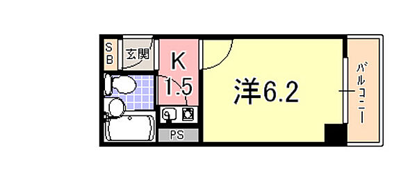 兵庫県尼崎市武庫之荘１丁目(賃貸マンション1K・4階・17.90㎡)の写真 その2