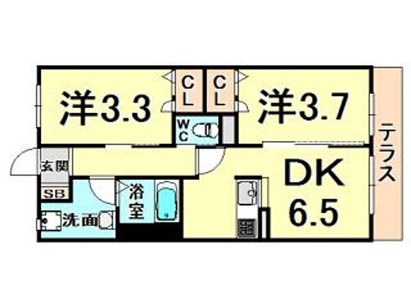 兵庫県尼崎市高田町(賃貸アパート2DK・1階・49.87㎡)の写真 その2