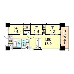 スプランディッド大阪NAMBA LINE 3LDKの間取図画像