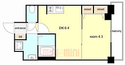 ファステート神戸サルビア 7階1DKの間取り