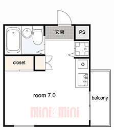 ロイヤルメゾン塚口8 ワンルームの間取図画像