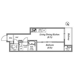 S-MOVE西宮今津 402 4階1LDKの間取り