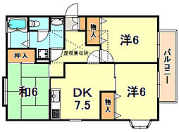 ルナハウス 3DKの間取図画像