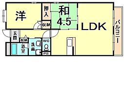 メルヴェユ伊丹 2LDKの間取図画像