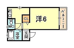 パセオ久保田 1Kの間取図画像