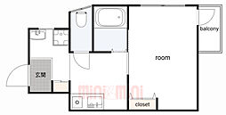 サニーハイツ 1Kの間取図画像
