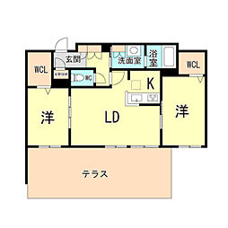 ShaMaisonGrandLuce 2LDKの間取図画像