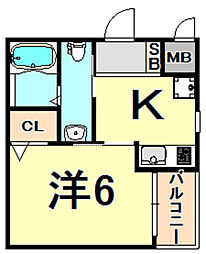 TST稲野駅前 1Kの間取図画像