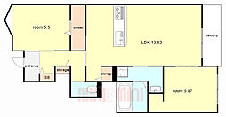 (仮称)尼崎市西昆陽2丁目集合住宅 1F-3 1階2LDKの間取り