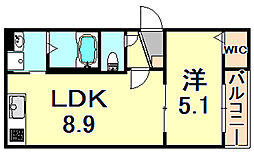 ＳＯＬ　猪名寺 102 1階1LDKの間取り