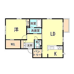 ソレイユ南別府A 1LDKの間取図画像