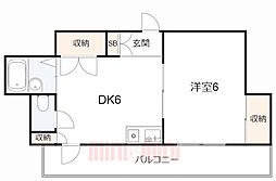 グリーンハイツ山水B棟 1DKの間取図画像