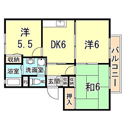 エクセレント西明石A 3DKの間取図画像