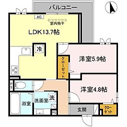 FIELD COURT 2LDKの間取図画像
