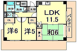 クレール桜ケ丘 3LDKの間取図画像