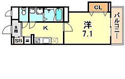 ラ・ウェゾン大石南 1Kの間取図画像