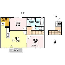 アルバス 2LDKの間取図画像