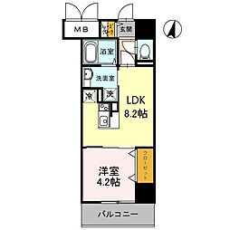 ザカーム 1LDKの間取図画像