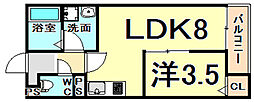 グラツィア千船 1LDKの間取図画像