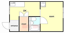 ラ・フォーレ塚口 1DKの間取図画像
